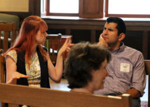 CSN members Kayla and Ruben talk at a session