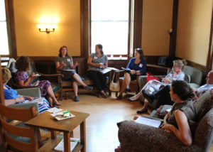 book club participants talking