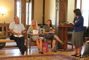 book club participants talking