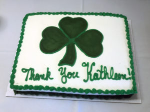 a cake with Thank You Kathleen on it