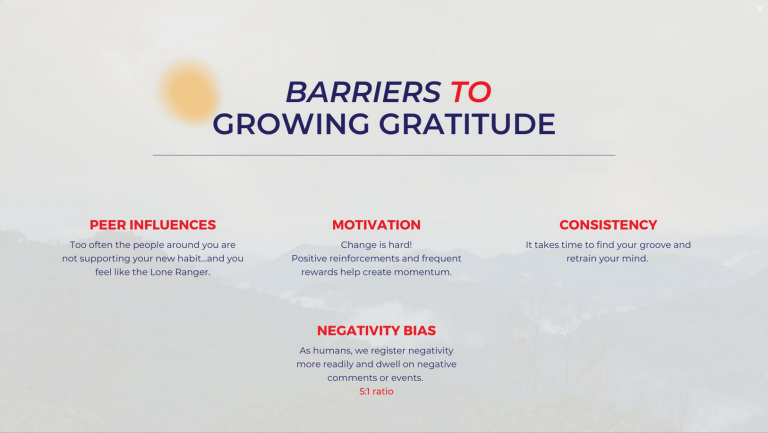Barriers to Growing Gratitude Chart