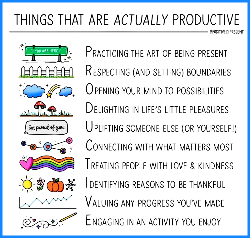Things that are actually productive infographic by @positivelypresent